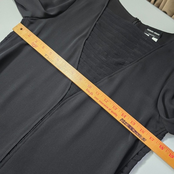 Giorgio Armani Womens Silk Blouse Size‎ 40 Small Black Sheer Dressy Evening Top - Picture 12 of 15